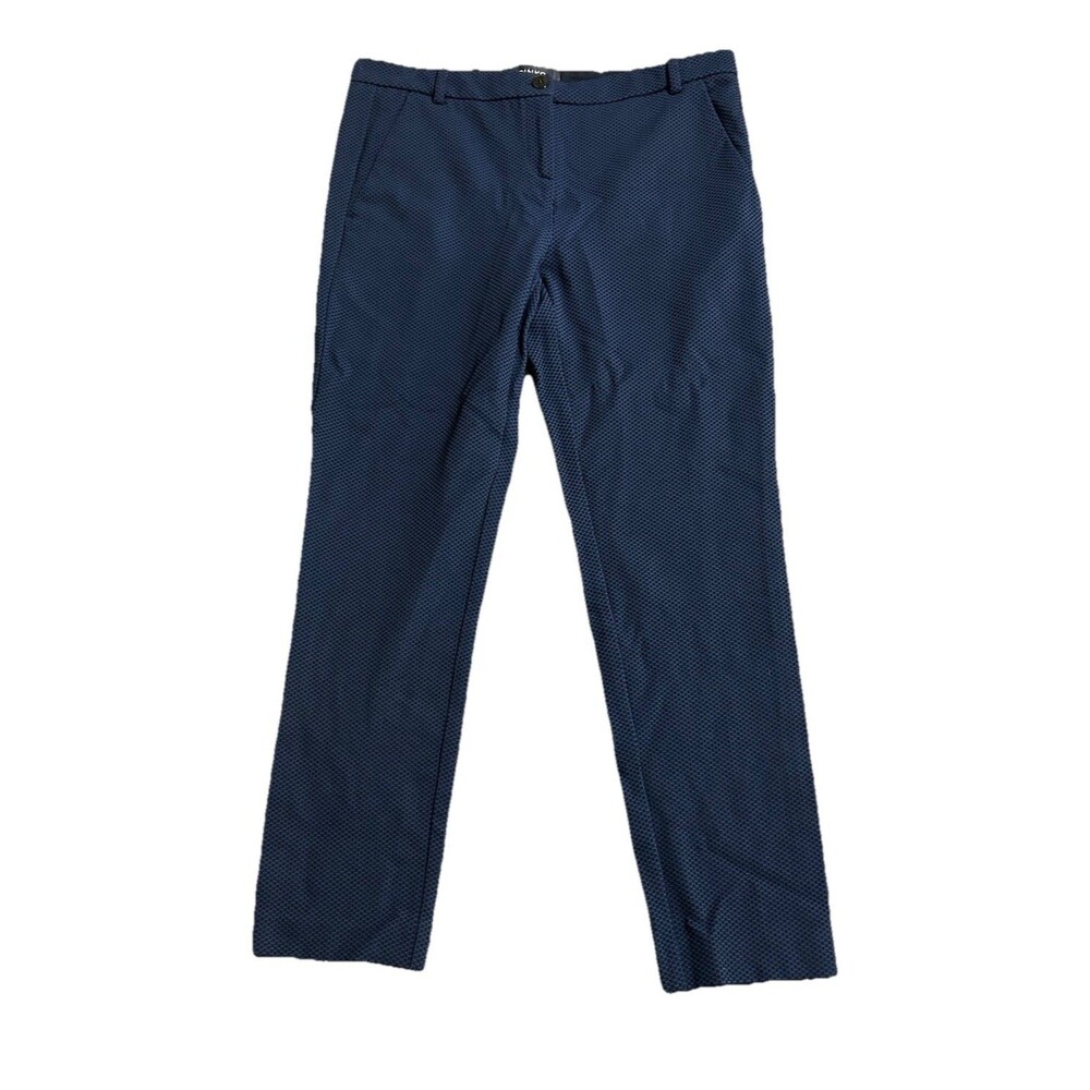 Pinko Bello Pants Sz 44 US 8 Blue Textured Straight Leg Career Italian Designer
